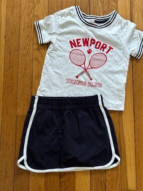 Newport Tennis Club White & Navy Kids Tee Set in Size 8
